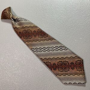 Vintage LILLY DACHE Mens Tie Striped Clip-On Brown Tan 16.5" x 4 1/8" Wide